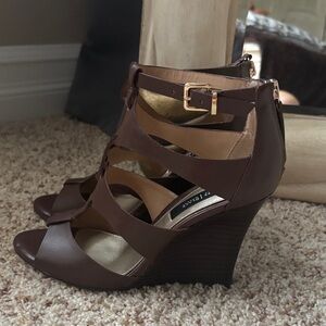 White House Black Market Dark Brown Wedges